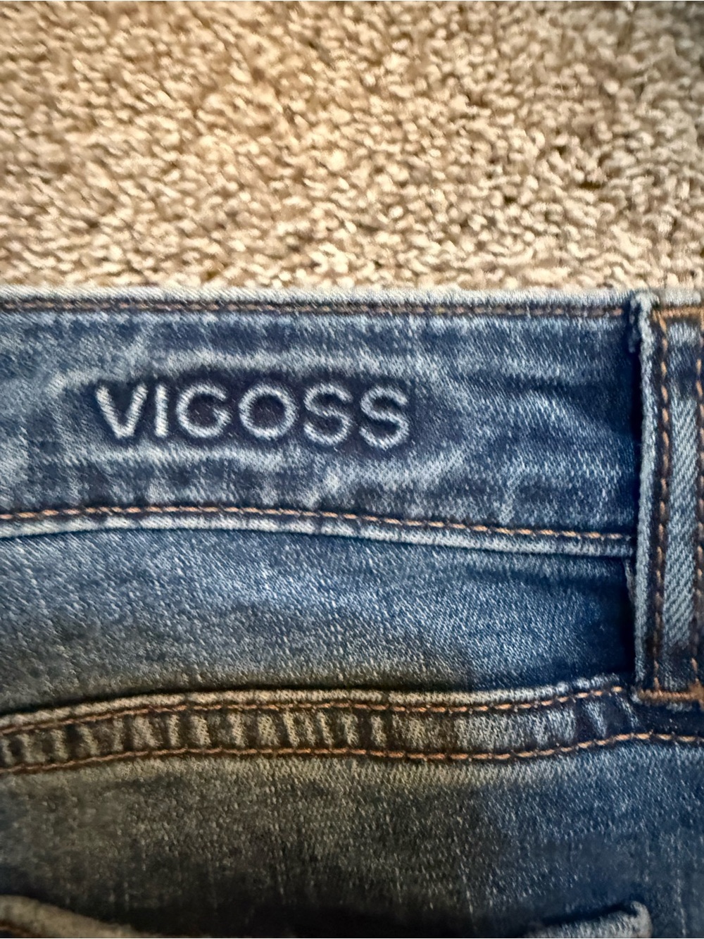Vigoss Blue Denim Jeans Waistband Detail